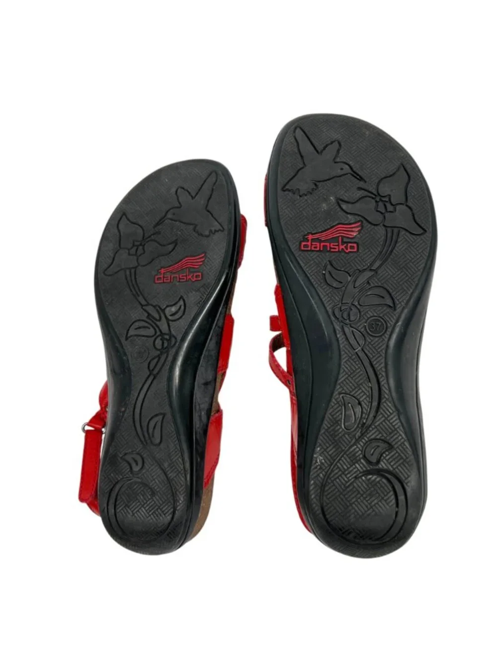 Dansko Jolie Red Leather Strappy Sandals Size 37 EU 6.5-7 US Comfort Resortwear